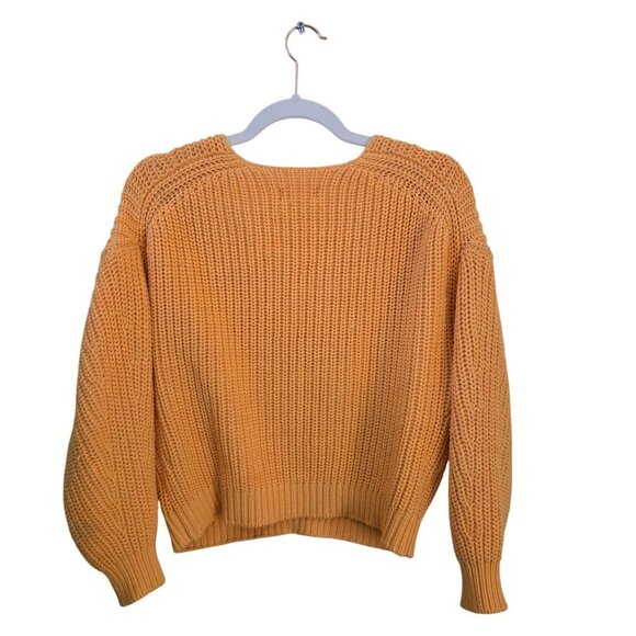 Anthropologie Maeve Sculptured Pullover Sweater Sherbet Orange Size S - Picture 3 of 10